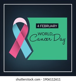 Ilustración vectorial de un Antecedentes del Día Mundial del Cáncer (4 de febrero) Cinta de Conciencia.
