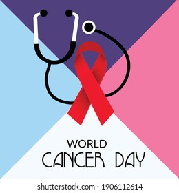 Vector illustration of a Background for World Cancer Day (February 4) Awareness Ribbon.