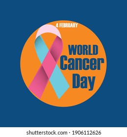 Ilustración vectorial de un Antecedentes del Día Mundial del Cáncer (4 de febrero) Cinta de Conciencia.