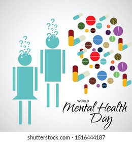 Vector illustration of a background for World Mental Health Day.