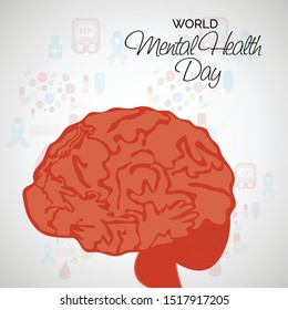 Vector illustration of a background for World Mental Health Day.
