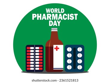 Vector illustration of a background for World Pharmacist Day. Suitable for greeting card, poster and banner