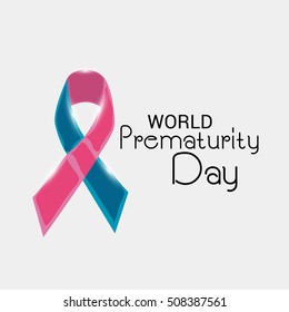 Vector illustration of a Background For World Prematurity Day with Pink and Blue Ribbon.