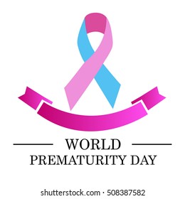 Vector illustration of a Background For World Prematurity Day with Pink and Blue Ribbon.