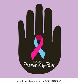 Vector illustration of a Background For World Prematurity Day with Pink and Blue Ribbon.