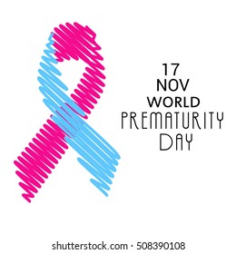 Vector illustration of a Background For World Prematurity Day with Pink and Blue Ribbon.