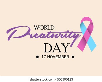 Vector illustration of a Background For World Prematurity Day with Pink and Blue Ribbon.