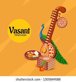 Vector illustration of a Background/Banner for Vasant Panchami.