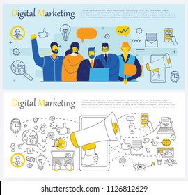 Vector illustration backgrounds of digital marketing in flat style