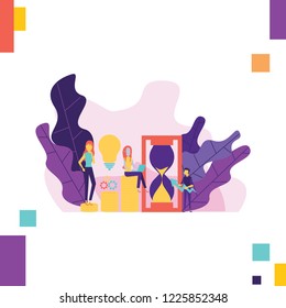 Vector illustration backgrounds of digital marketing and Big Idea in flat style.