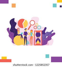 Vector illustration backgrounds of digital marketing and Big Idea in flat style.
