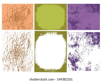 Vector illustration of backgrounds and frames for creating old looking wrinkled backgrounds