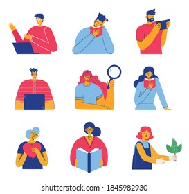 Vector illustration backgrounds of group people walking outdoor in the park on weekend in the flat style
