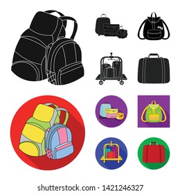 Vector illustration of backpack and bag  icon. Collection of backpack and school stock vector illustration.