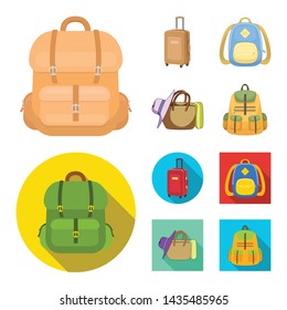 Vector illustration of backpack and bag logo. Set of backpack and school stock symbol for web.