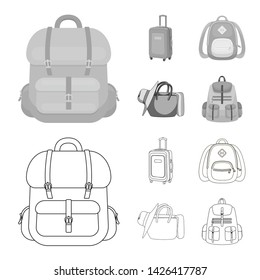 Vector illustration of backpack and bag symbol. Collection of backpack and school stock vector illustration.