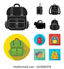 Vector illustration of backpack and bag symbol. Collection of backpack and school vector icon for stock.