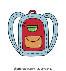 Vector illustration of backpack in doodle style isolated on white background for your design