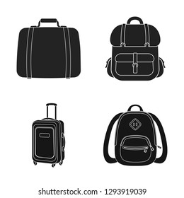 Vector illustration of  and backpack icon. Collection of  and pack vector icon for stock.
