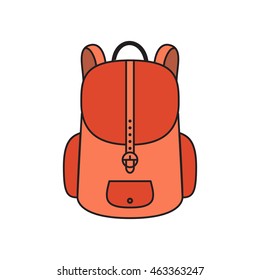 Vector illustration of backpack icon. Colorful school bag. Isolated on white background.
