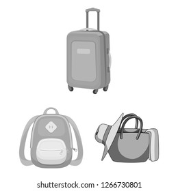 Vector illustration of  and backpack logo. Collection of  and pack stock symbol for web.