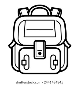 Ilustración vectorial de un icono de contorno de mochila, ideal para proyectos de equipo al aire libre.