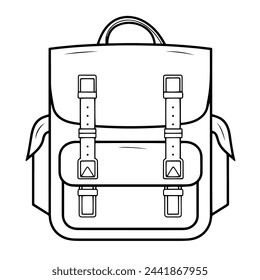 Vector illustration of a backpack outline icon, ideal for outdoor gear projects.