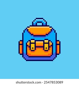 Vektorgrafik von Rucksack mit Pixel Art Design, perfekt für Spiel Assets Themen Designs