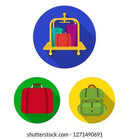 Vector illustration of  and backpack symbol. Collection of  and pack stock vector illustration.