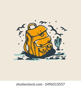 Ilustración vectorial de una mochila para viajar o para acampar