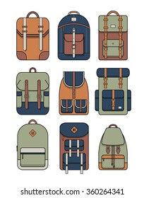 Vector illustration of backpacks set