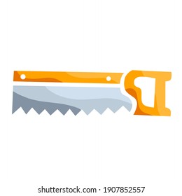 vector illustration of backsaw, chainsaw icon.  illustrations for workers, craftsmen.  flat minimalist design eps 10.