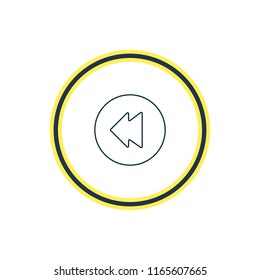 Vector illustration of backward icon line. Beautiful melody element also can be used as reversing icon element.