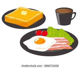 Vector illustration of bacon egg and toast breakfast