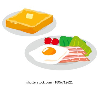 Vector illustration of bacon egg and toast breakfast