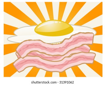 vector illustration of bacon and eggs... background contained in clipping mask..