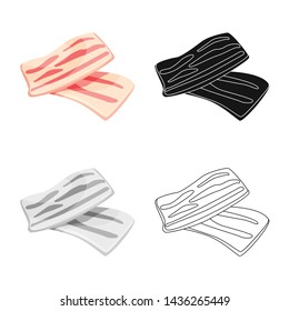 Vector illustration of bacon and fried symbol. Collection of bacon and slice vector icon for stock.