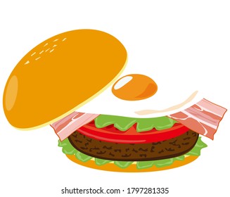 Vector illustration of bacon lettuce cheese burger