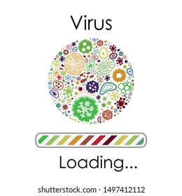 vector illustration of bacteria circle symbol and loading bar for disease spreading and immunity problems visual