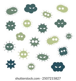 It is a vector illustration of bacteria with a cute face.