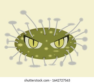 vector illustration of bacteria. flu bacteria in cartoon