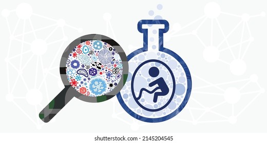 vector illustration of bacterial infection testing and monitoring of pregnancy and newborn babies