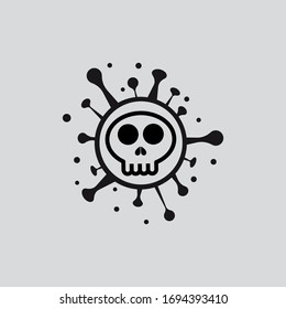 Vector illustration bacterium virus in the shape of a Skull shape Covid-19 coronavirus. Covid 19-NCP deadly virus