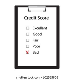 Vector illustration bad credit score. Credit score rate good, fair, poor, bad and excellent