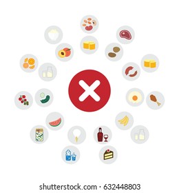 vector illustration of bad food combination for diet and healthy nutrition concepts