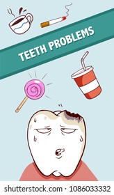 Vector illustration of a bad food and drink for teeth
