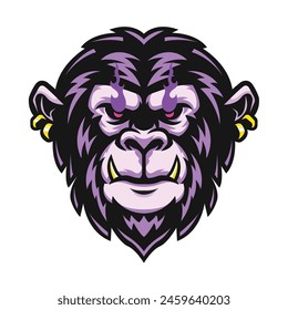 vector illustration of a badass beast gorilla's face which is very suitable for merchandise, brands and profiles of gamers or YouTubers