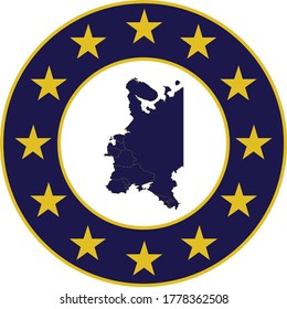 ilustración vectorial de la insignia del mapa azul de los países de Europa del Este con colores de bandera de la UE
