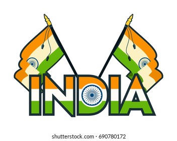 Vector illustration badge Independence day india symbols of the state on a white background