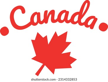 Vector illustration of badge with maple leaf and the word Canada. Canadian nationality.